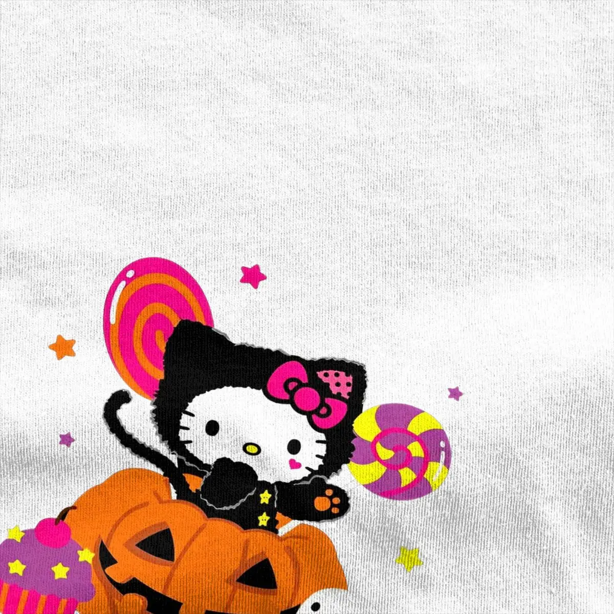 Oversized T-Shirt Hello Kitty Cartoon Cat Cotton T-Shirts Halloween Pumpkin Bat Tee Shirt for Couple Short Sleeve Clothing image 5