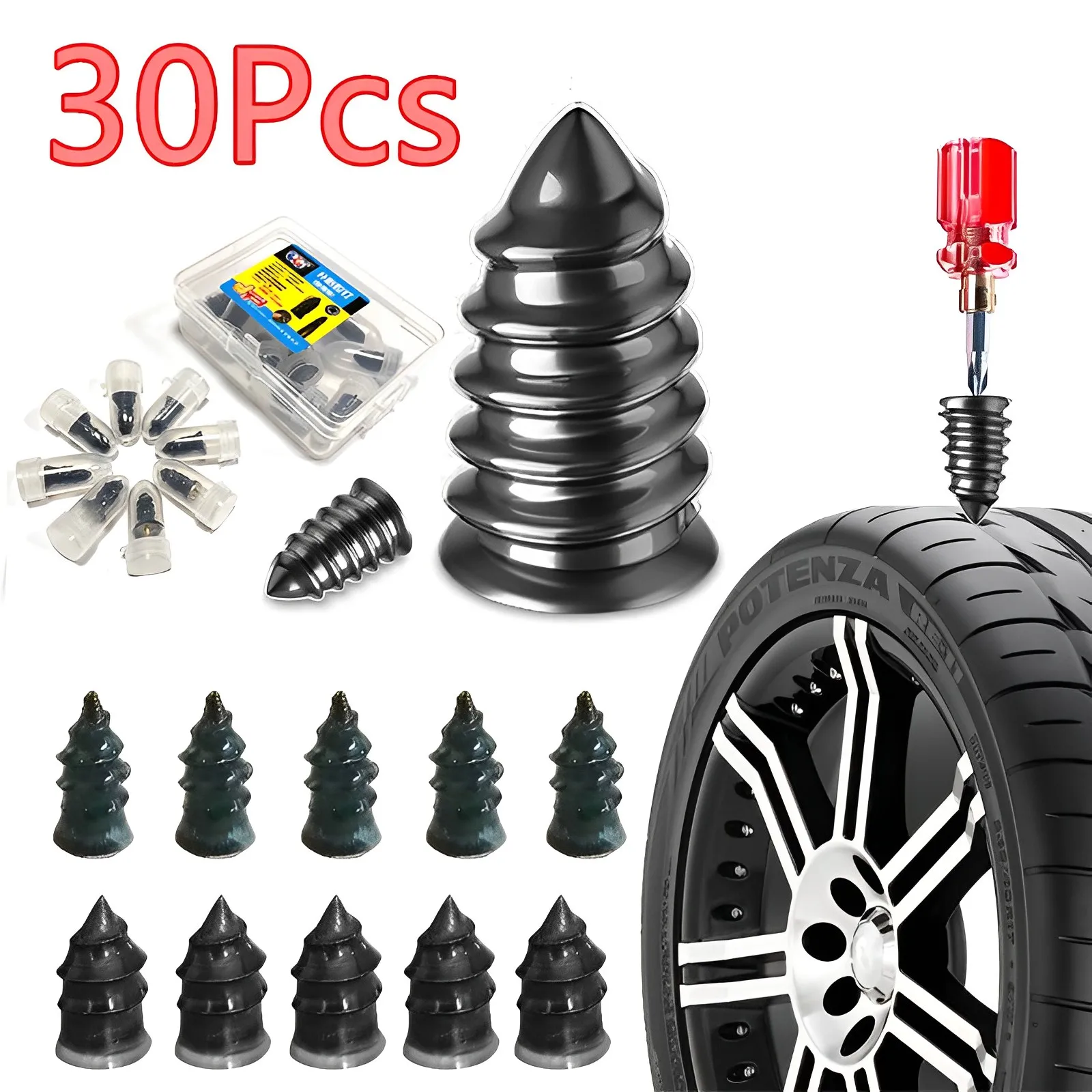 

30Pcs Vacuum Tire Repair Nails Car Tire Puncture Repair Tools Car Truck Motorcycle Scooter Vacuum Tire Repair Nails Without Glue