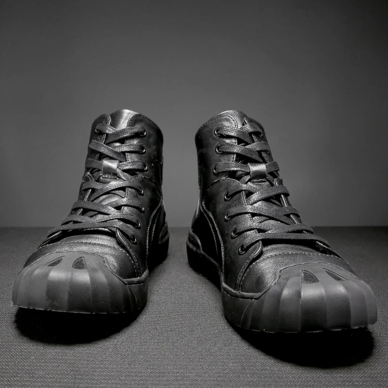 

High Quality Men Casual High Top Board Shoes with Shell Lock Buckle Lightweight Comfortable Personalized Splicing Fashion Shoes