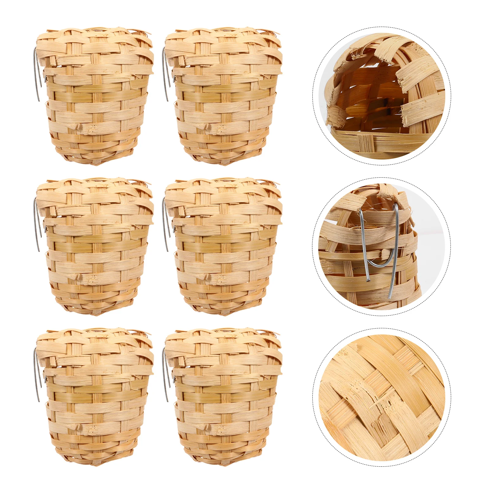 

6 Pcs Handmade Bamboo Bird Nest Breeding Creative Birds House Crafts Winter Decor Outdoor Manual Home Decoration Hand-woven