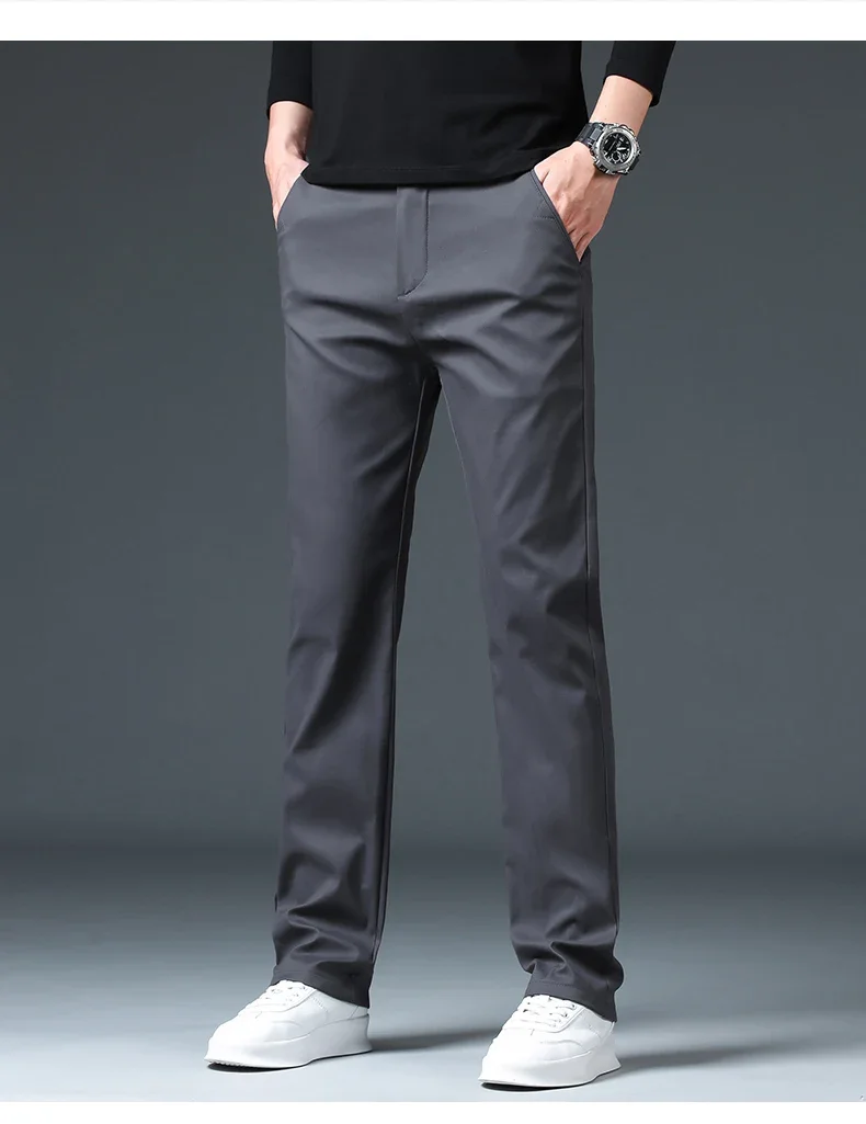 Winter Warme Fleece-Hosen für Herren, 98% Baumwolle, Business, Gerade Geschnittene Arbeitshose, Outdoor, Blau, Formelle Anzughose, Übergröße 40 – Detail 11