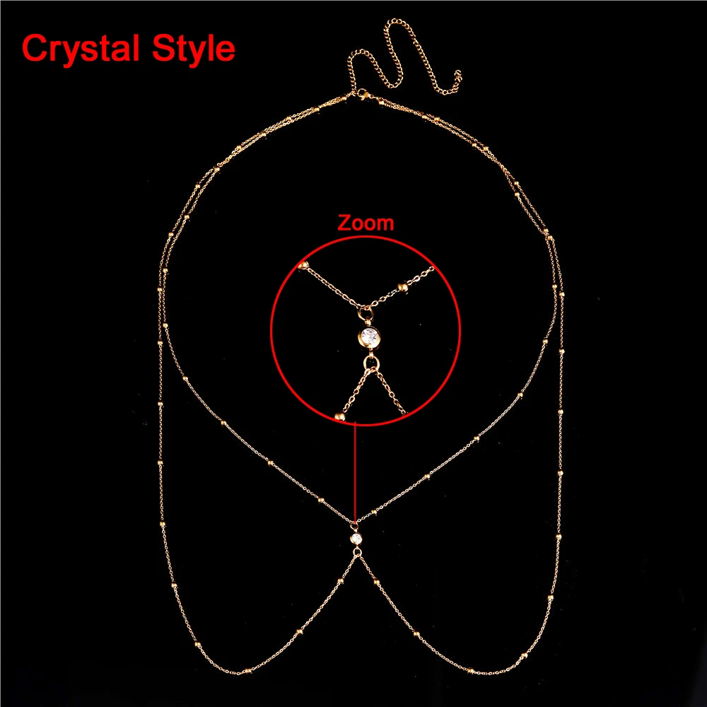 MinaMaMa Free Size Stainless Steel Waist Chain Crystal Belly Chain For Women Summer Beach Bikini Sexy Crystal Body Chain Jewelry