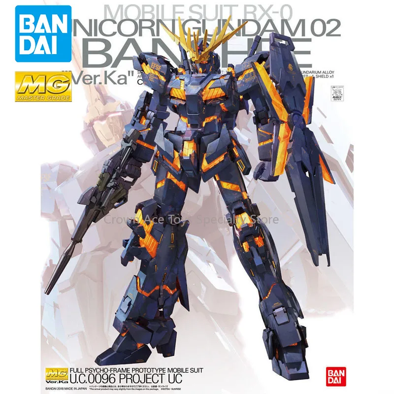 Bandai Gundam Model Kit Anime Figures MG 1/100 Unicorn Gundam-02 Banshee Collection Model Action Manga Figures Trendy Toys Gifts