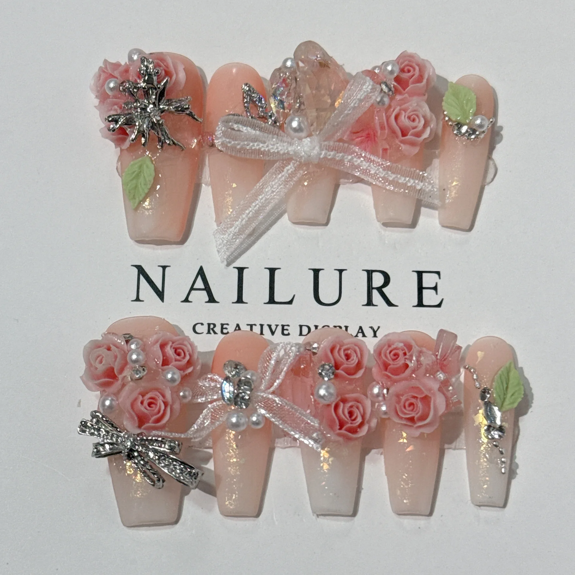 Rose Sea Gradually Changes Manicure Day and Spring Breeze Make Flower Marriage Nail Wear Nail Patch