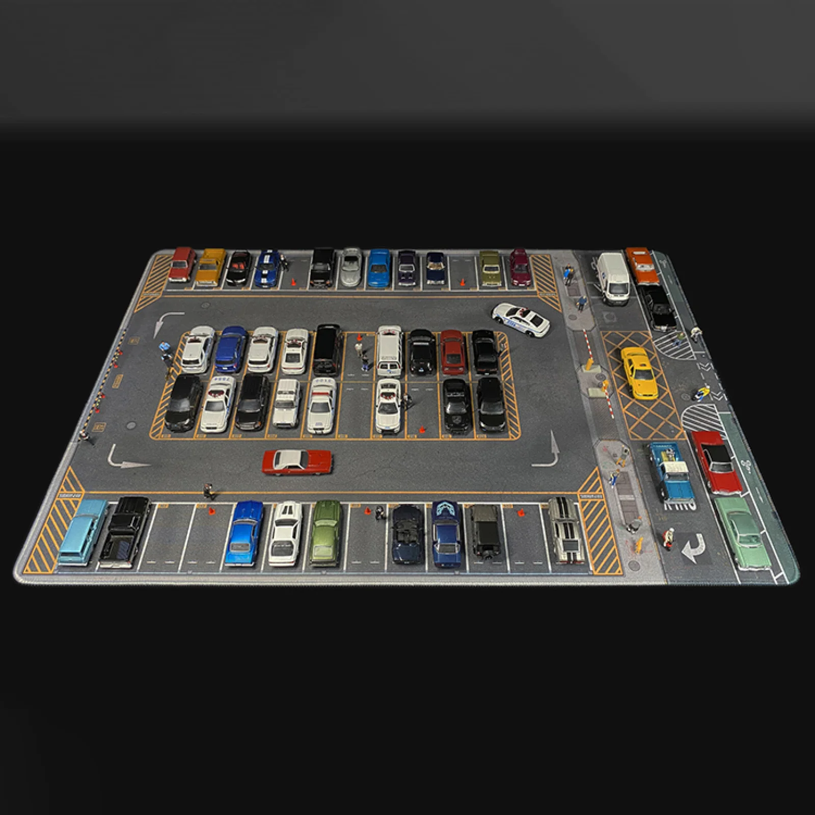 1/64 Police Parking Lot Garage Display Diorama Rubber Mouse Pad Mat for Hot Wheels Car Miniature Scale Diecast Models view 2