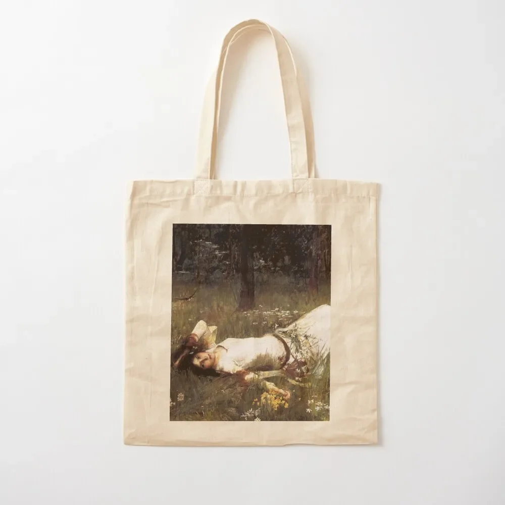 

Ophelia (lying in the meadow) - John William Waterhouse 1905 Tote Bag Reusable bags shopping bag logo bags woman 2025 Tote Bag