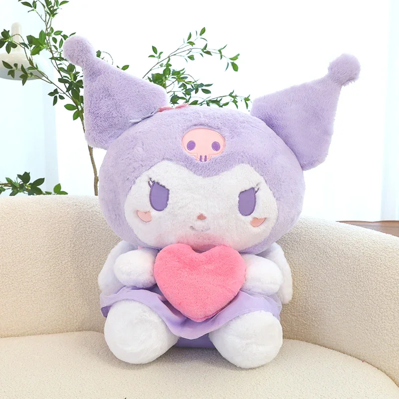 Almohada de peluche de Anime Sanrio Kawaii Cupid Love Kuromi para dormir, muñeco de peluche lindo de dibujos animados, regalo del Día de San Valentín, 35-60cm