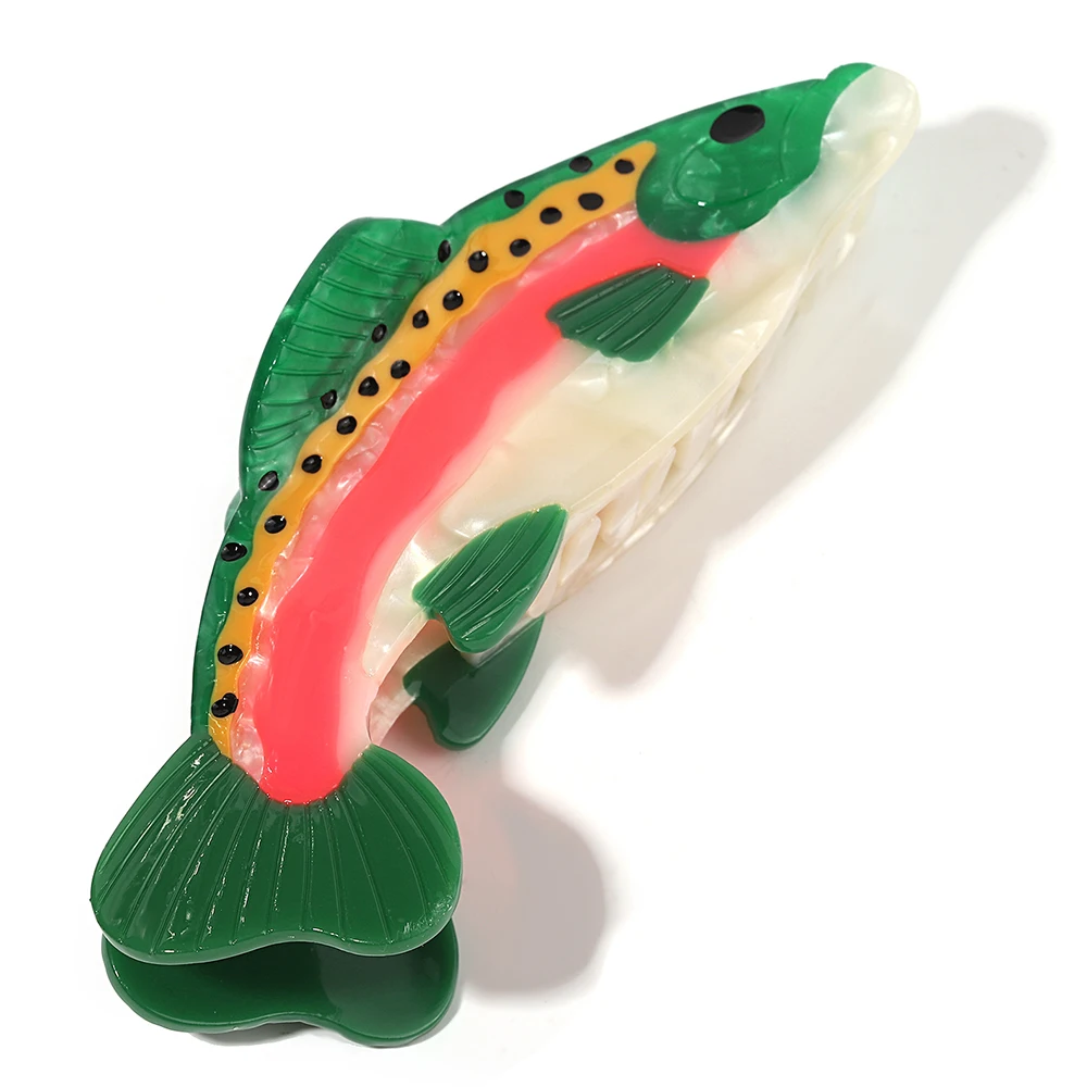 

AENSOA Ocean Series Cartoon Hair Accessories Dopamino-acetate Hairpin Creative Personality Multicolor Trout Shark Clip For Women