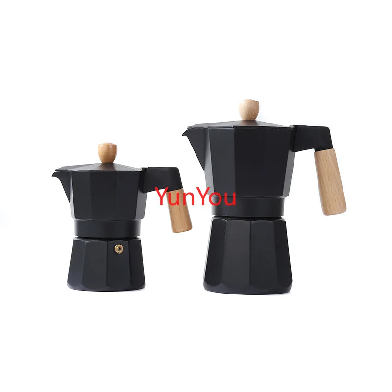 

Classic aluminum Italian espresso pot, single valve coffee pot, thickened and weighted OLUOLEI solid wood handle