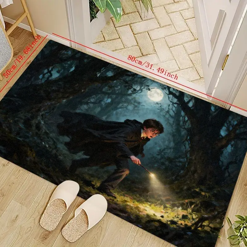 

1 шт. Гарри Поттер Волшебный мир Темный лес Приключения Нескользящий напольный коврик, волшебный тематический коврик для входа Добро пожаловать коврик для жизни