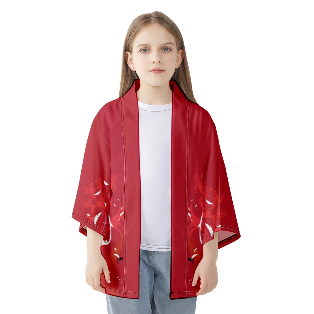 الصيف الشاطئ اليابانية الأحمر تأثيري كيمونو النمط الصيني المطبوعة كم قميص Haori موضة يوكاتا النساء الرجال رداء #4