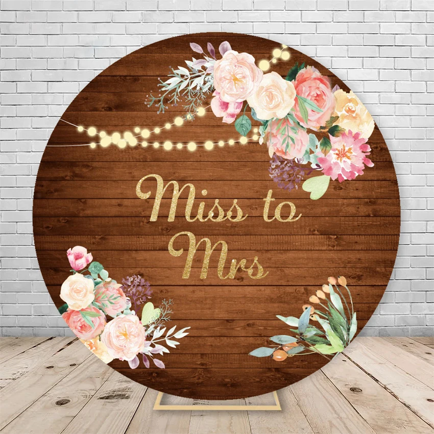 Custom Background Round Elasticity Miss To Mrs Flower Plank Party Backdrops Children\'s Birthday Decoration Baby Shower Photozone