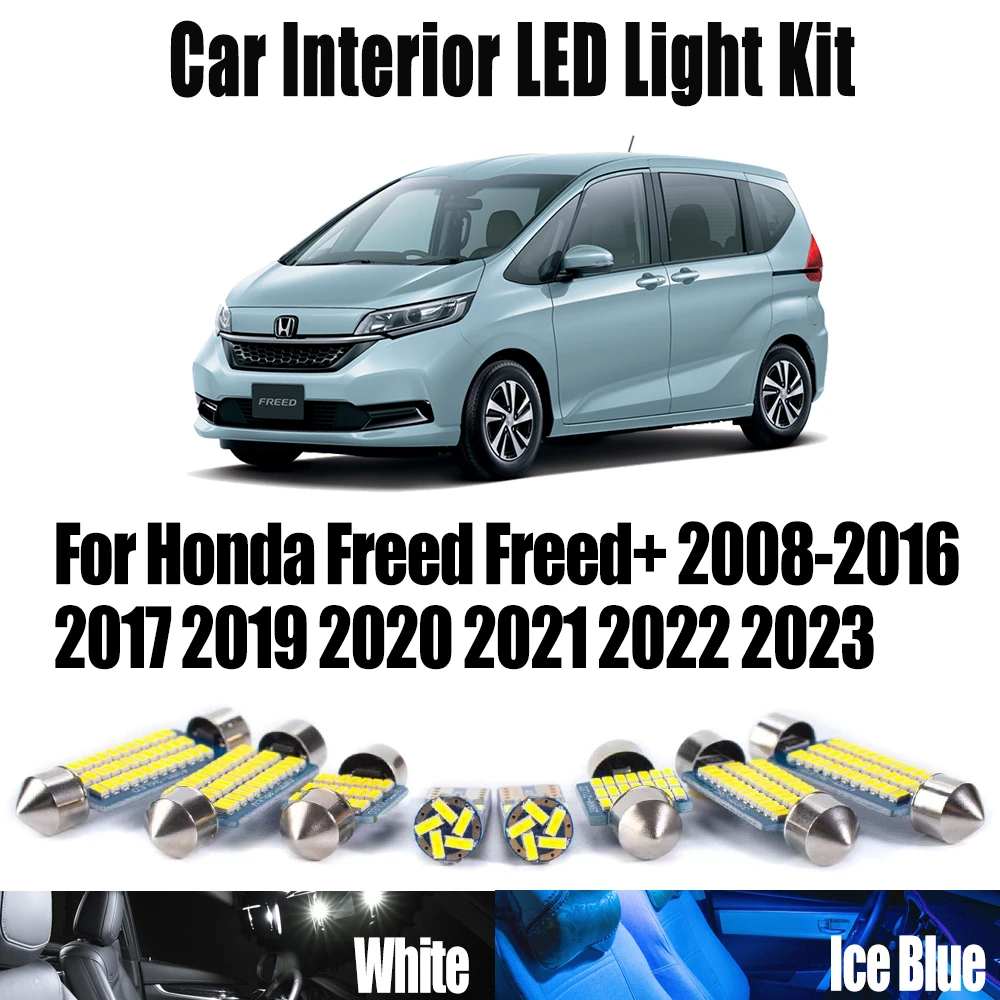 

LED Interior Map Dome Reading Bulbs Number Plate Light Kit Canbus For Honda Freed Freed+ 2008- 2021 2022 2023 Car Accessories