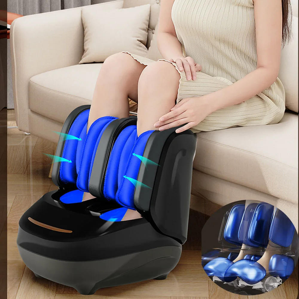 Electric Calf and Foot Massage Machine Vibration Shiatsu Air Compression Heat Rolling Kneading Leg Beauty Massager