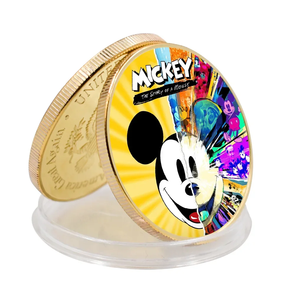 Disney Gold Color Mickey Mouse Commemorative Coins Cartoon Coin Cute Children Gift Furniture Decoration Coin Minnie Lucky Coins