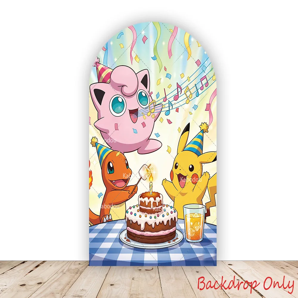Pokemon Pikachu Backdrop Arch Cover Boy Girl Birthday Party Background Decoration Cake Poké Ball Wall Polyester Banner Props view 5