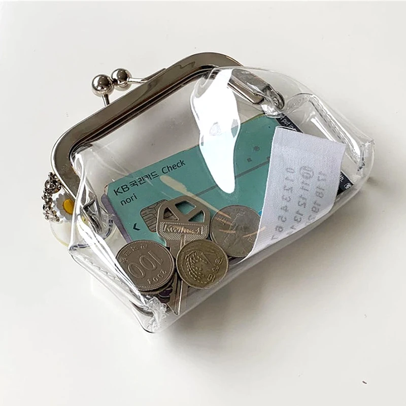 Fashion Transparent PVC Coin Purse Women Vintage Hasp Headphone Lipstick Storage Bag Korean Version Bank Credit Card Key Wallet