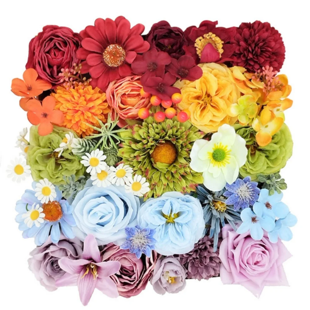 

Wedding Artificial Flowers Bridal Bouquet Table Arrangement Cake Decoration Rainbow Garland DIY Crafts