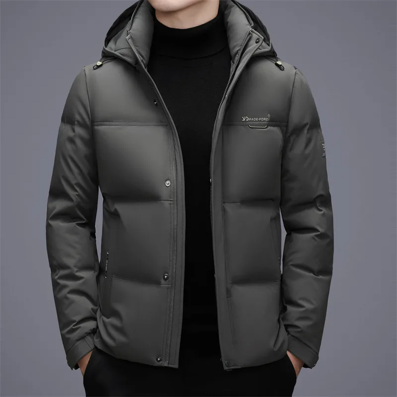 2026 Winter Casual Men's Hooded Duck Down Jackets Outdoor Wear Warm Hat Detachable Puffer Coats Windproof Padded Tops Clothing