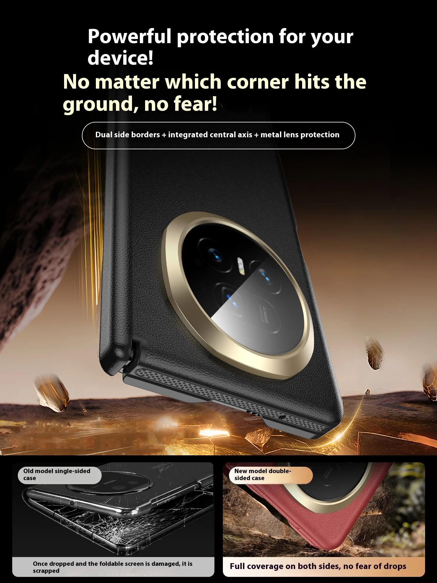 [กล่อง - แบบคู่ - การป้องกันขอบ] สำหรับเคส Honor Magic V5 IMCHEN ใหม่พร้อมเคสโทรศัพท์หนังธรรมดาแกนกลางแม่เหล็ก