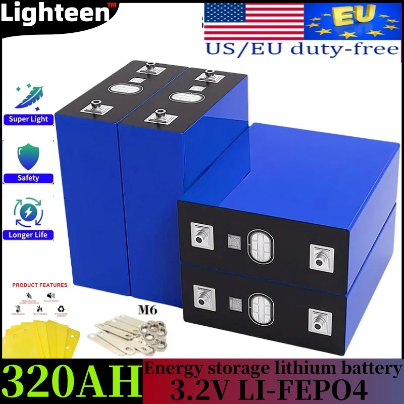 

1-16pcs Grade A 3.2V 320Ah Lifepo4 Rechargeable Battery Lithium Phosphate Travel Solar Campers Cell 12v 24v batteries Tax Free