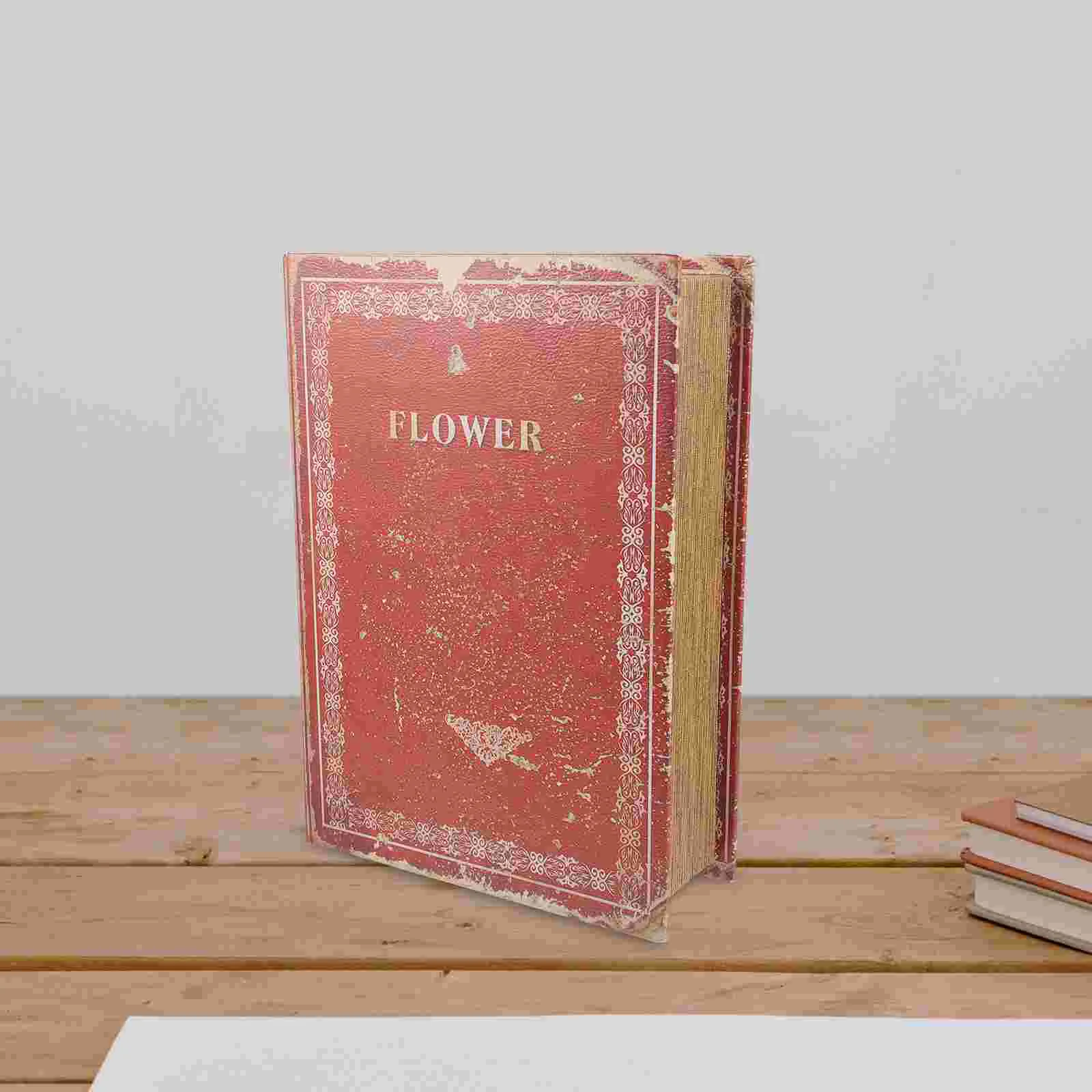 Retro Creative Handicraft Ornaments Decorative Book Bible Storage Wooden Box (flower-large Size) Model