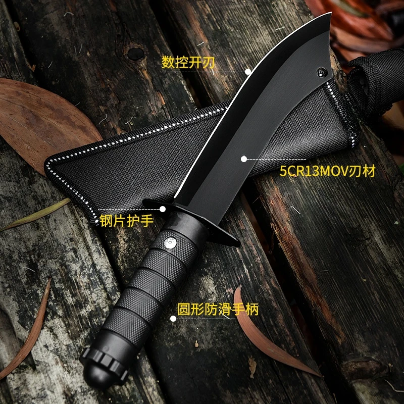 Military Tactical Knife with Scabbard Stainless Steel Outdoor Survival Knife for Self Defense Hiking Camping