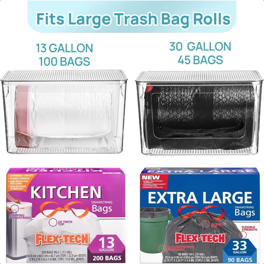 2 حزمة كيس قمامة حامل تكويم كيس النفايات موزع ل 13 30 33 جالون أكياس واضح المنظم صناديق لحوض المطبخ La