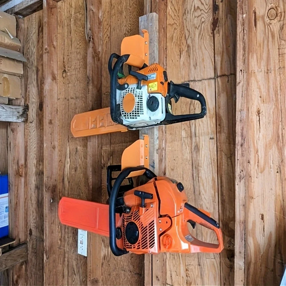 Orange Rust Resistant Iron Wall Mount Bracket Hook For Chainsaw Storage Garage Workshop Organization Tool Rack