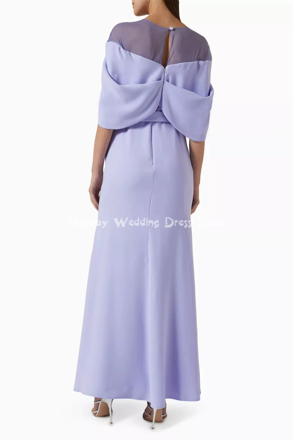 Heyday レディース ストレート O ネック ビーズ付き カスタマイズされたイブニングドレス ハーフスリーブ ドレープ付き 足首までの長さのエレガントなドレス 2025