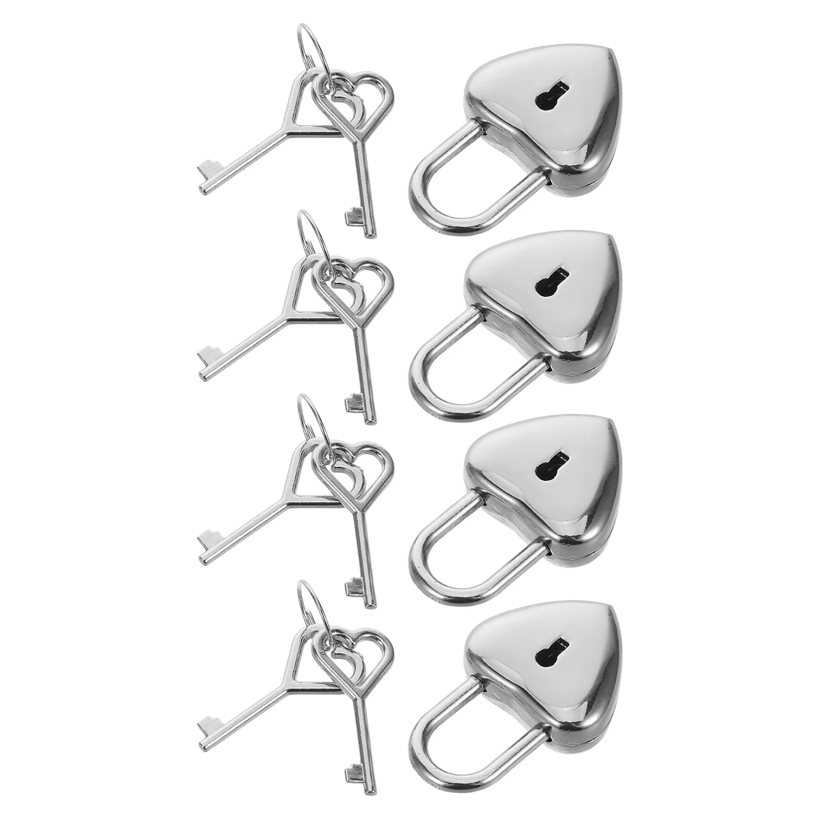 

4set 4 Sets Couple Wish Lock Heart Shaped Padlock Mini Metal Key Storage Jewelry Box Handbag Romantic Design Lightweight