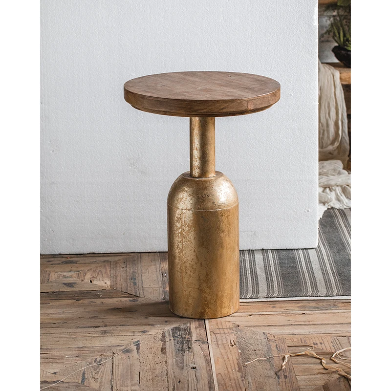 

Nordic solid wood top coffee table retro French coffee table living room home gold