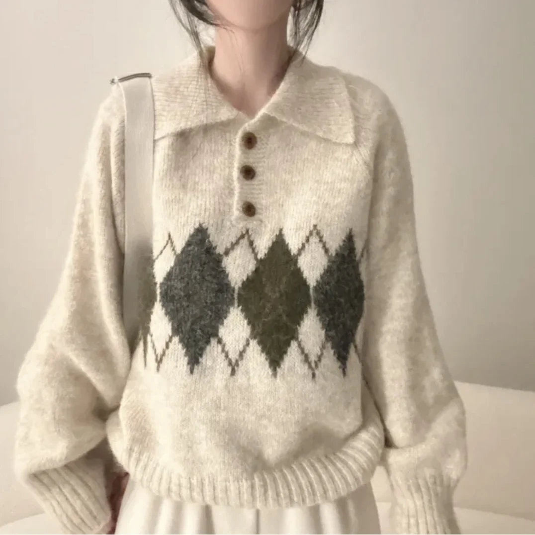 

Chic Loose Women's Knitwear Coat f Open Collar Lazy Sle Floral awl Long Sve Winter Outerwear Casual Fem Top