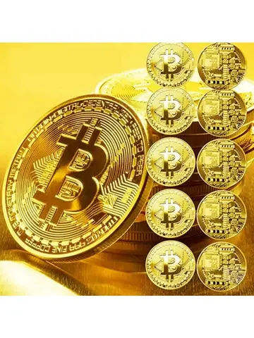 Moneda de Bitcoin chapada en oro, colección de arte coleccionable, regalo conmemorativo físico, Casascius, Metal, imitación antigua, feliz cumpleaños