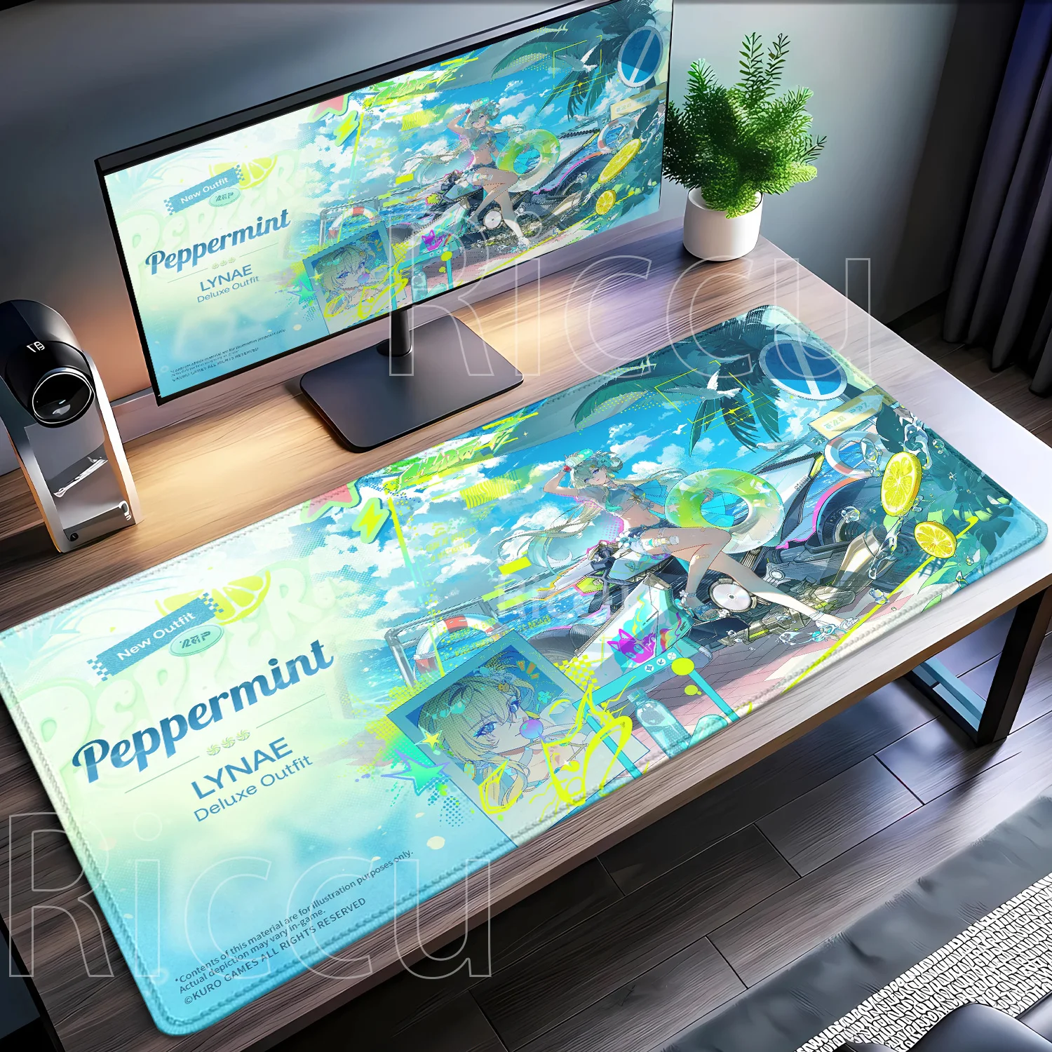 Mouse Pad Lynae Wuthering Waves WuWa Gaming ESports Carpet PC Office Non-slip Base Desk Mat Rubber Overlock HD Printing Mousepad