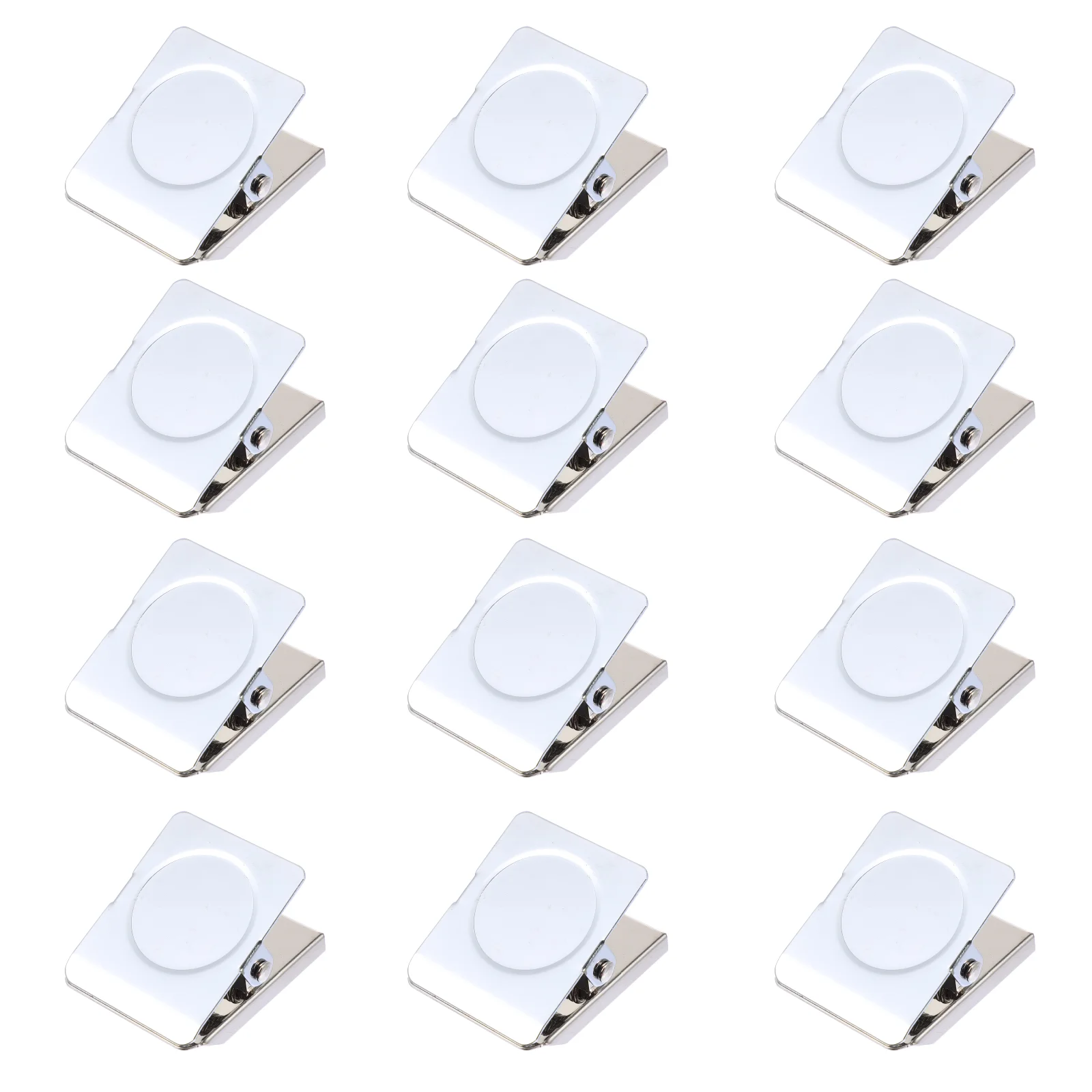 12 Pcs Magnet Clamp Magnetic Clip Refrigerator Square Photo Display Stainless Steel Clips