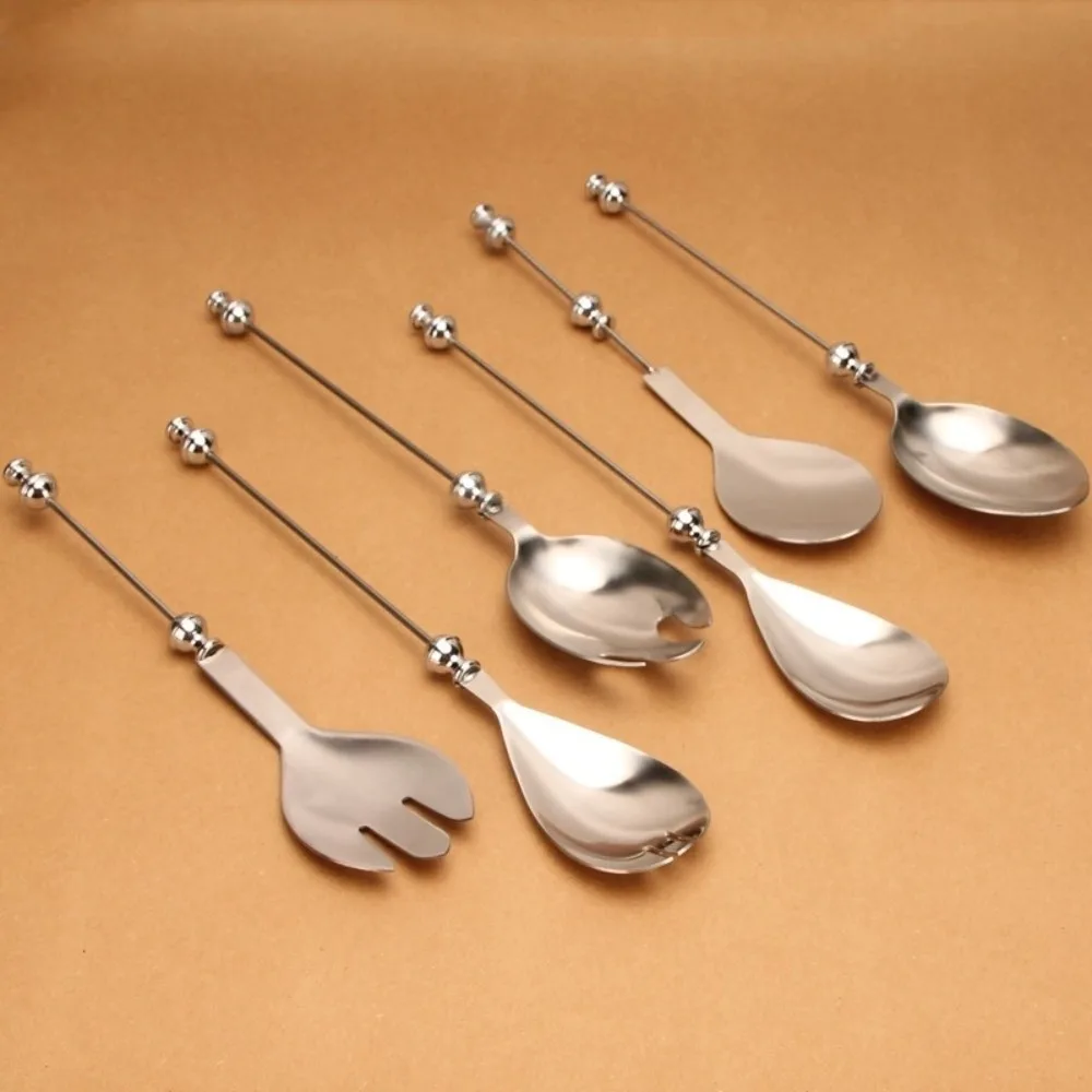 DIY Cutlery Beadable Salad Spoon Long Handle Blank Handle Kitchen Fork Spoon Polished Finish Stainless Steel
