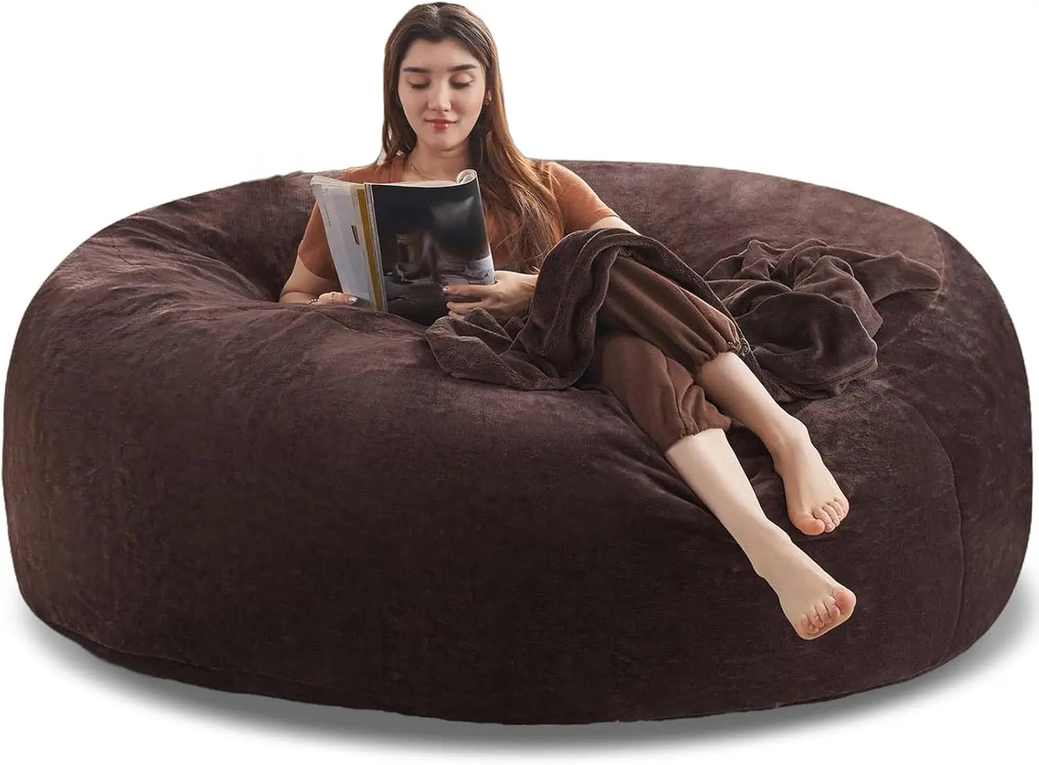 

6FT，Oversized Bean Bag Chair，Bean Bag with Filler Included，Memory Foam Chair，Jumbo Bean Bag Removable and Washable Flannel Cover