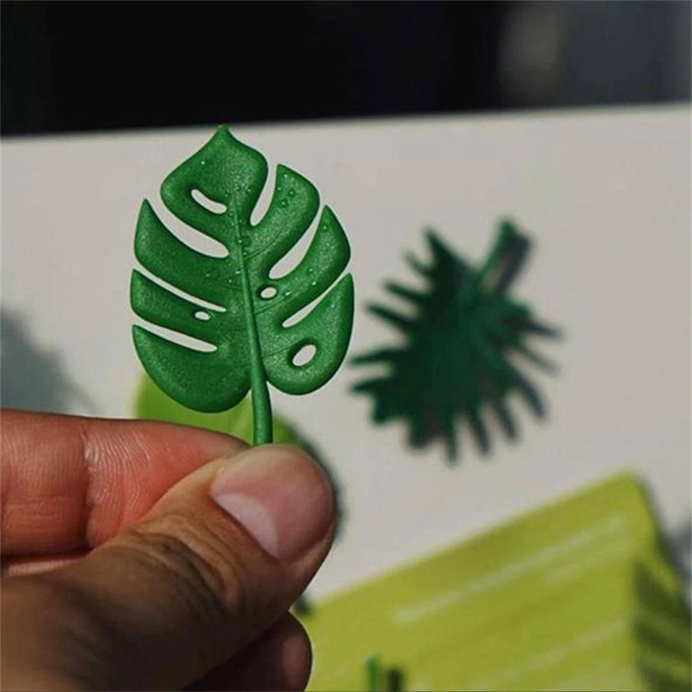 1~10PCS Simulation of Leaves Fridge Magnet Artistic Fresh Bamboo Magnetic Stickers Creative Stereo Ins Wind Kitchen Home