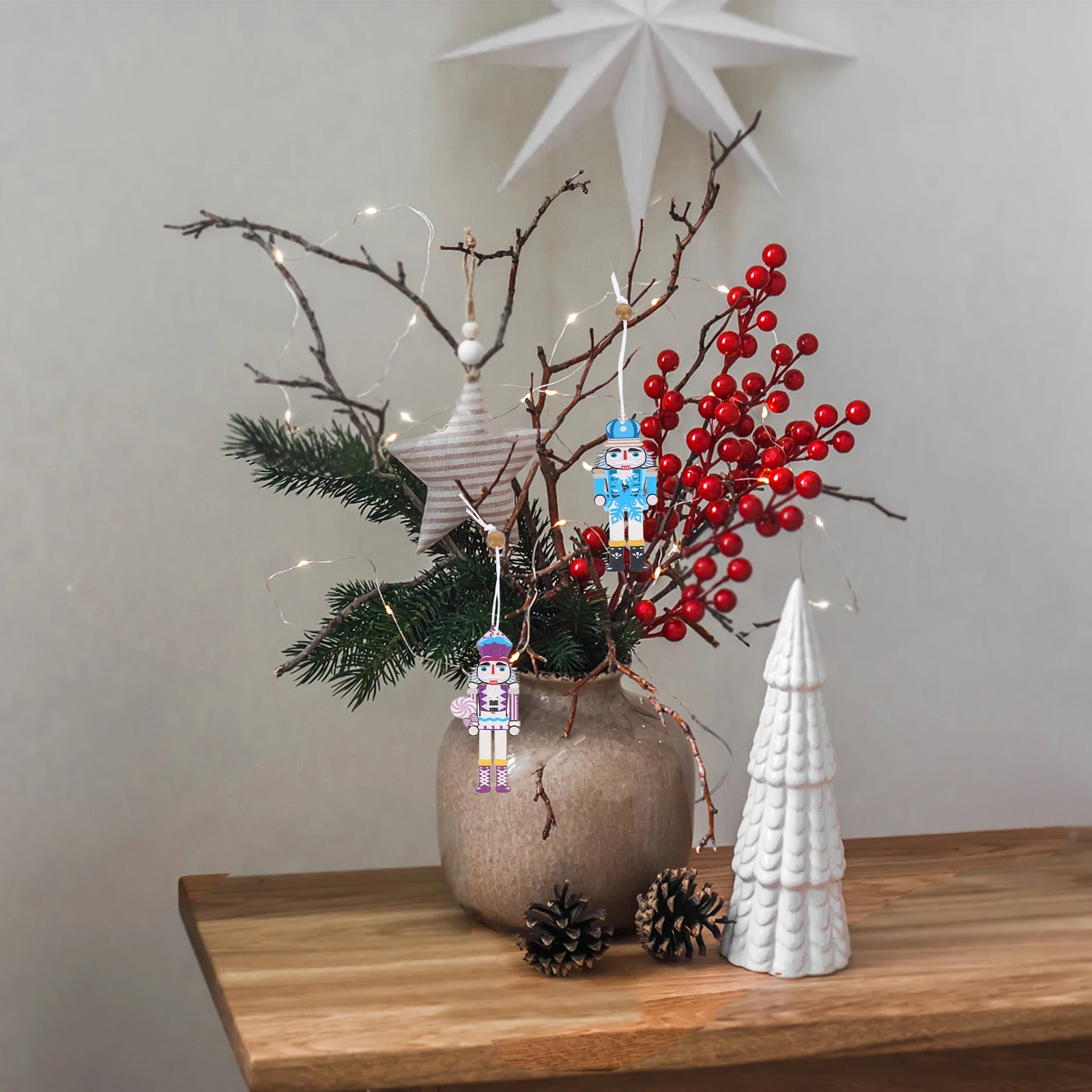 

9Pcs Nutcracker Wooden Pendants Xmas Hanging Tree Ornaments Vintage Christmas Cutouts Holiday Nutcracker Decorations