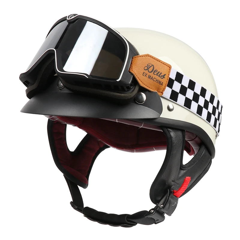 

Летний полушлем VGV, мотоциклетный шлем с открытым лицом и очками, винтажный крейсер, скутер, скейтборд, мужской и женский, всесезонный