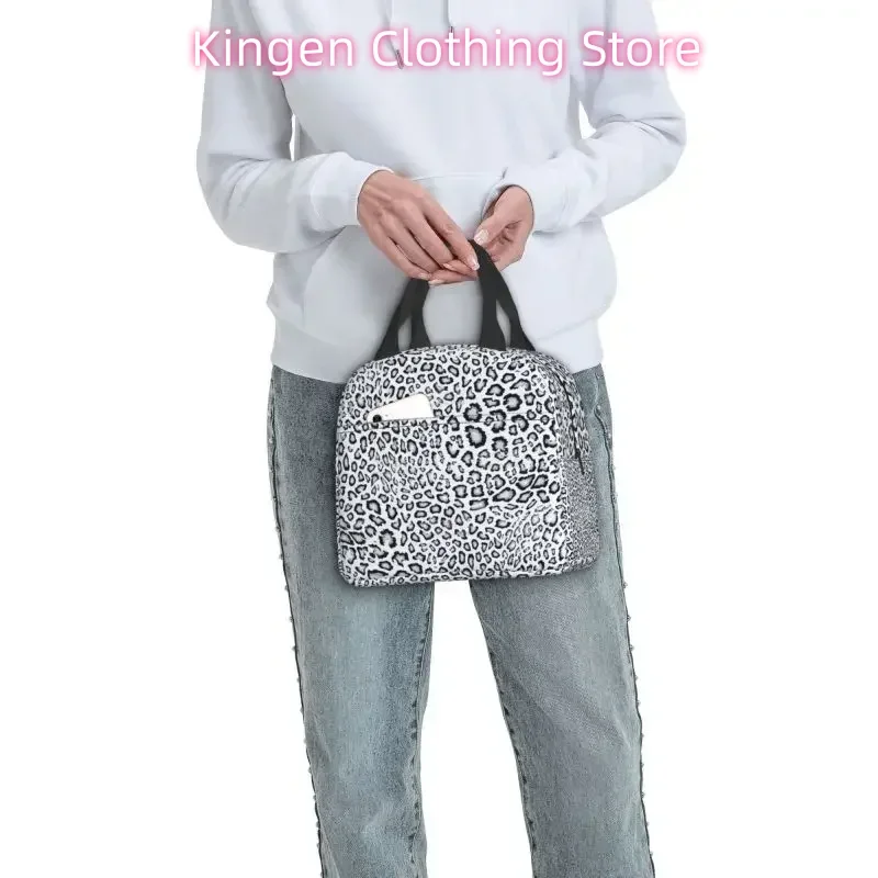 Leopard Cheetah Skin Thermal Insulated Lunch Bag Women Camouflage Resuable Lunch Tote for School Storage Food Box