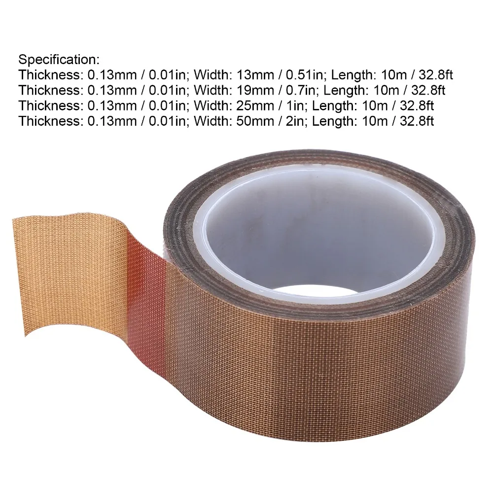 Low Friction Coating High Temperature Sealing Tape Abrasion Resistant PTFE Coated Fiberglass Impulse Sealer Consumables 10m