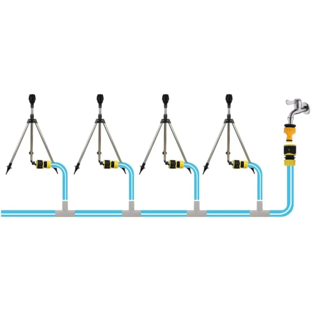 

Rotating Tripod Sprinkler,360 Degree Automatic Rotating Irrigation Watering Sprinkler,Garden Telescoping Impact Tripod Sprinkler