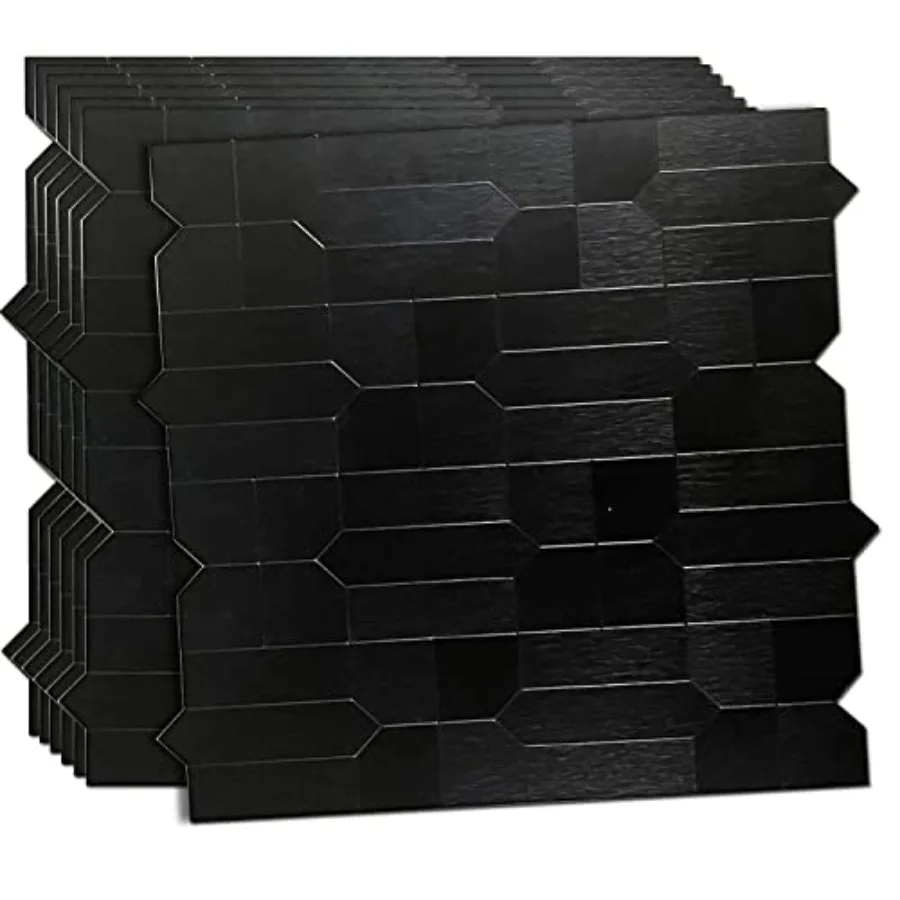 Sheet Peel and Stick Metal Backsplash Tiles Self Adhesive Multiple-Shapes Aluminum Mosaic 3D Wall Sticker for Kitchen Bathroom