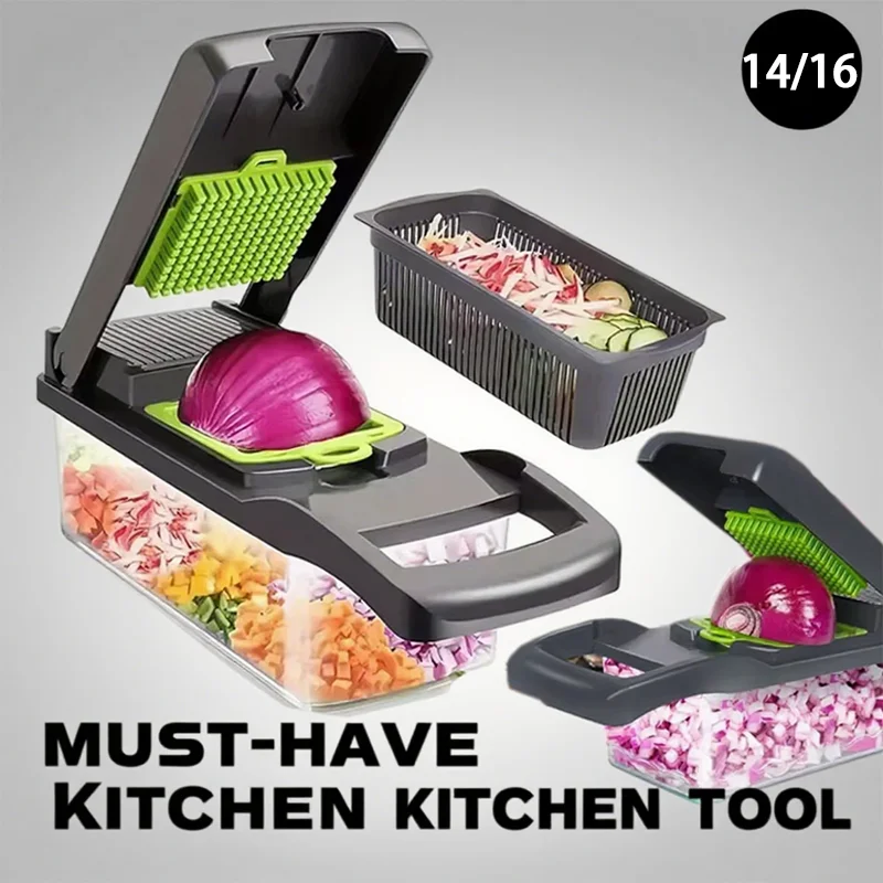 14/16 pièces ensemble hachoir à légumes hachoir à oignon poignée grille alimentaire hachoir alimentaire cuisine trancheuse de légumes Dicer coupe broyeur de pommes de terre