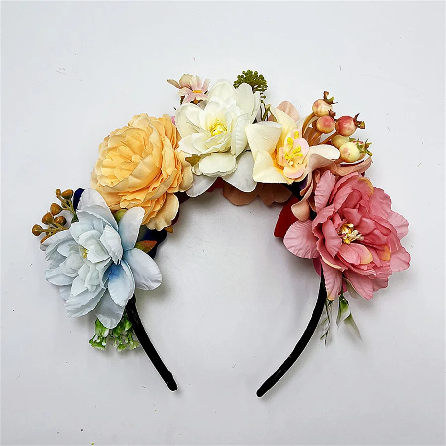 New Bohemia Simulation Rose Headband For Women Romantic Red Bezel Hair Hoop Hair Bands Girls Wedding Hairband Hair Accessories