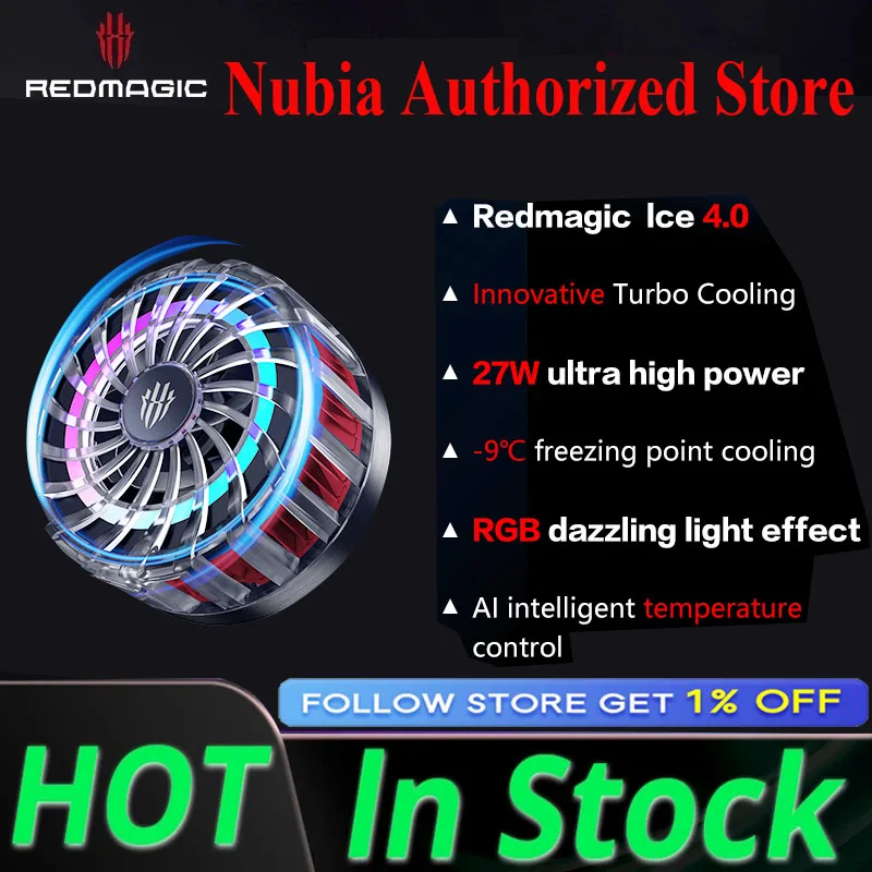 Nubia RedMagic Cooler 4 Pro Magnetic Ice FunCooler RGB LED 27W Semiconductor Heat Dissipation Cooling For Gaming Oneplus Phone