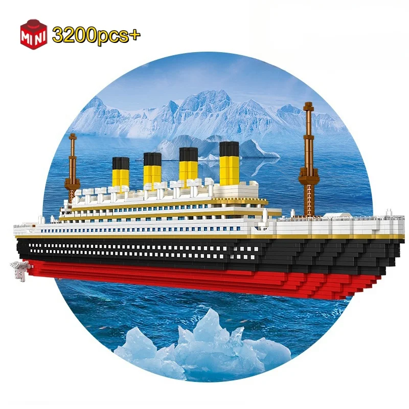 

2025 MOC креативная коллекция лодок, микро строительные блоки, игрушки, модель Титаника, сделай сам, настольные украшения, подарок на день рождения, Рождество