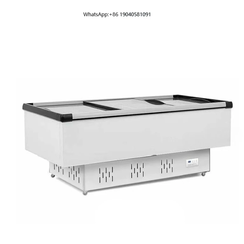 Commercial Horizontal Island Freezer | Glass Door Display, Large Capacity -18℃ for Supermarket